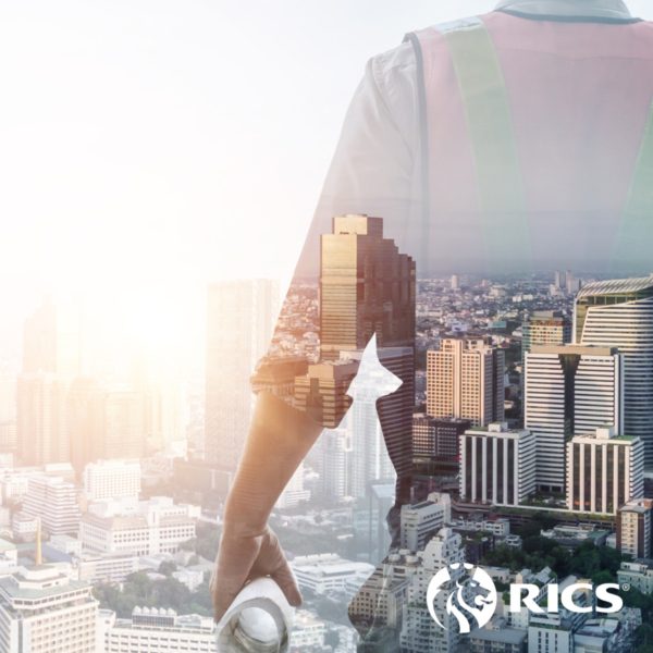 Graphic of figure looking out across a view of buildings